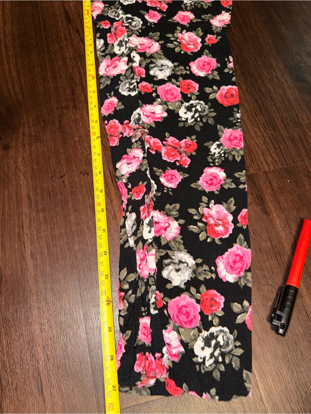 Y2K Black Pink Floral Wide Leg Lounge Pants One Size - Picture 7 of 9